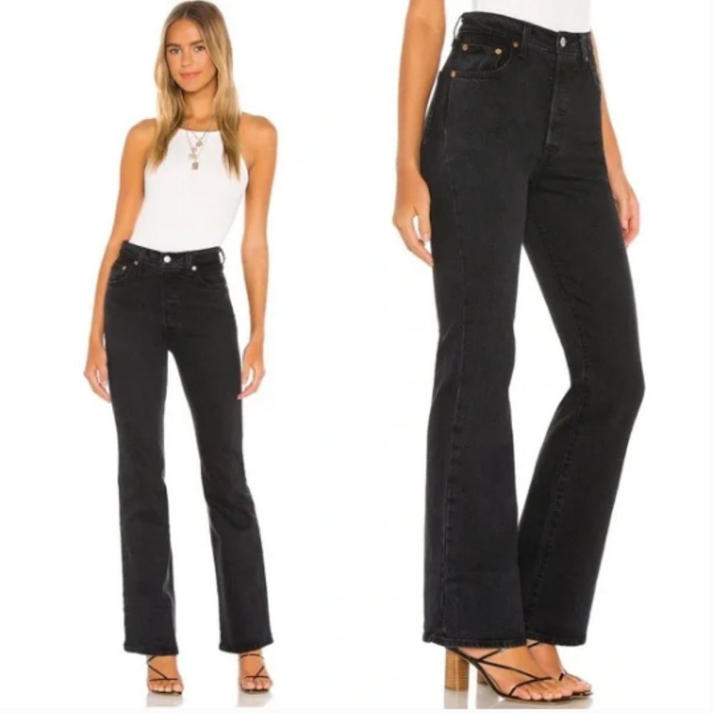 Levi's High Rise RIBCAGE BOOTCUT Jeans in Black Lake